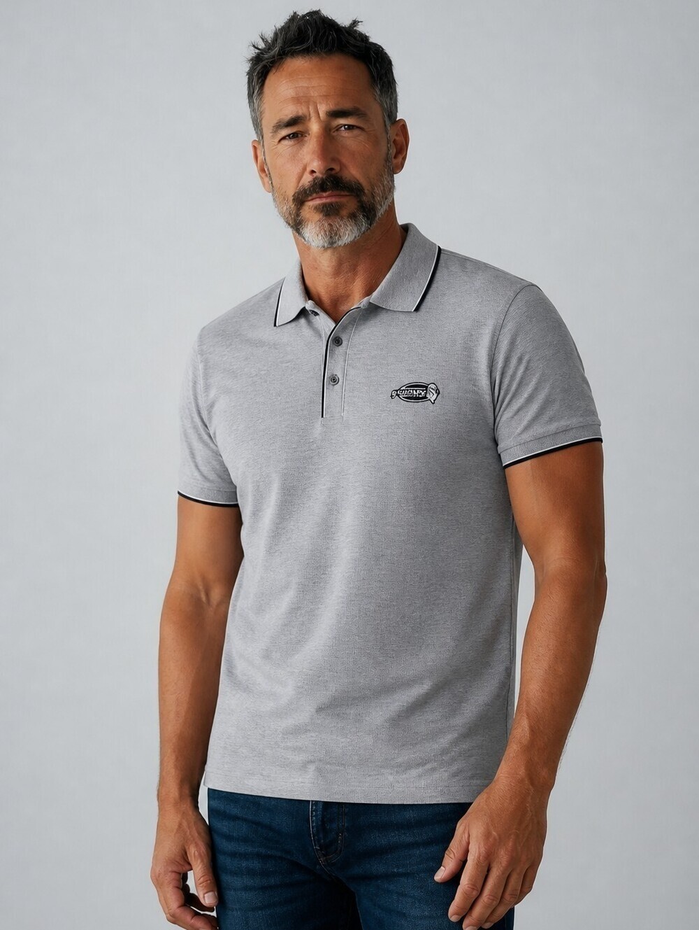 The Disney Store Grumpy Embroidered Golf Polo Shirt Size Large Gray Short Sleeve